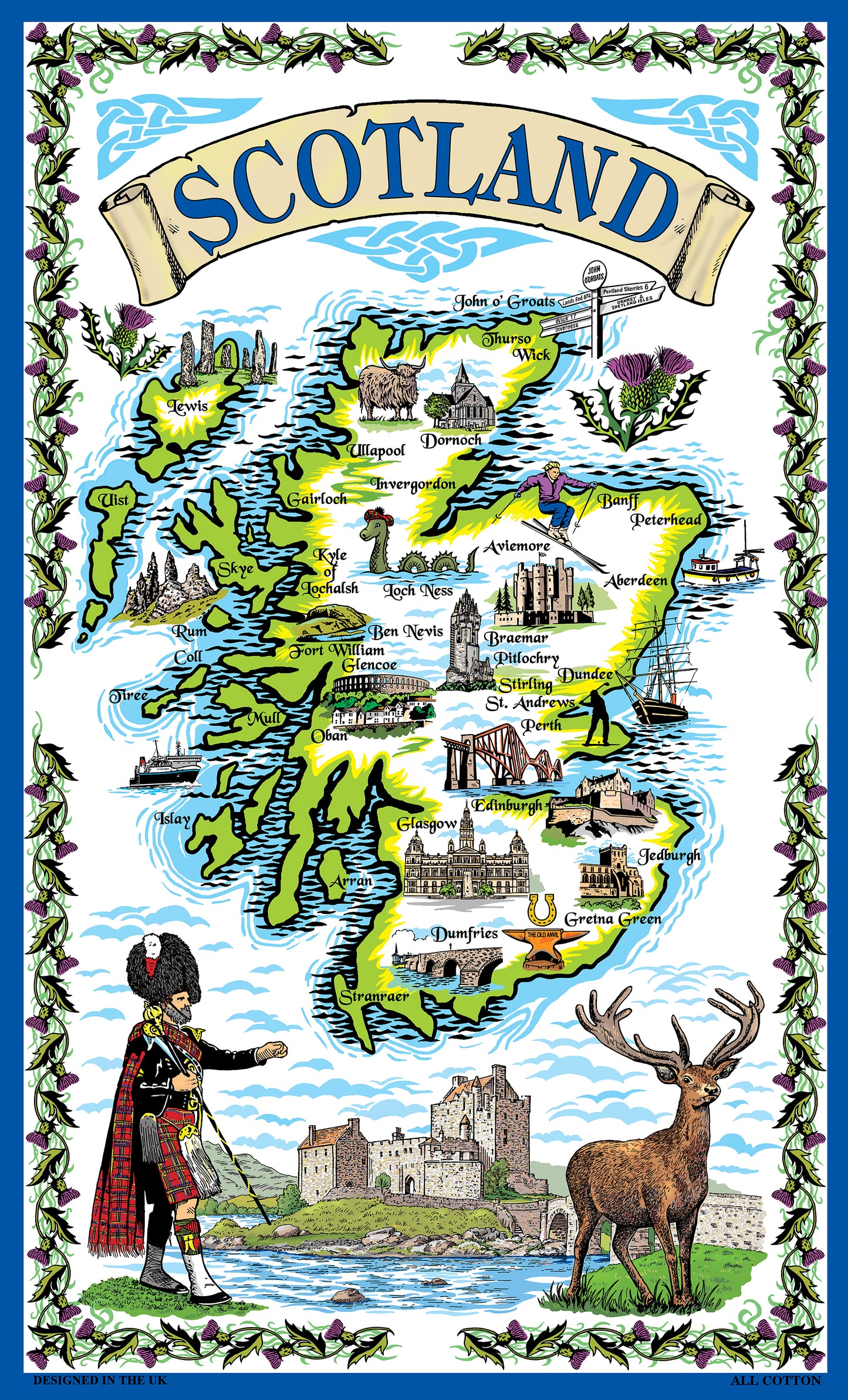 0348 - Scotland Map Tea Towel
