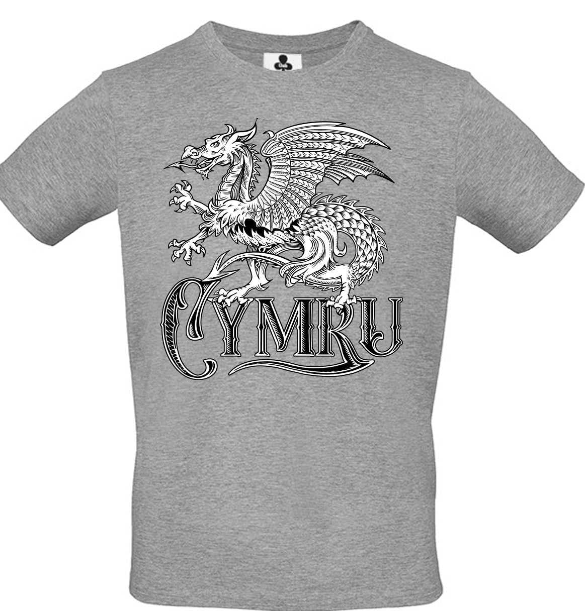 0134 - Tattoo Dragon Cymru (Black on White - Grey)