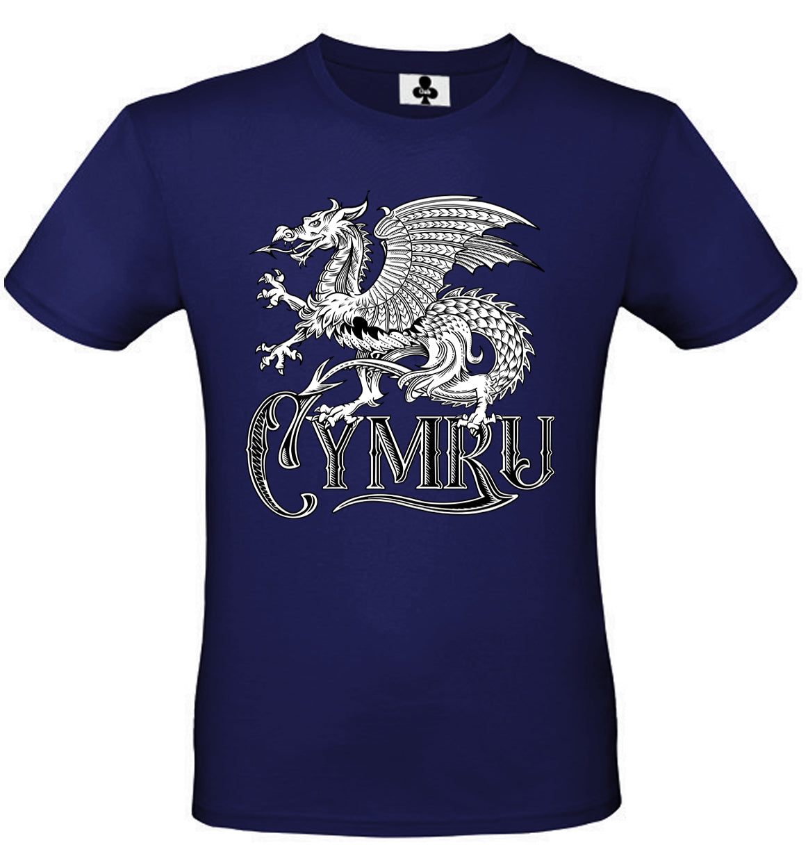 0134 - Tattoo Dragon Navy Cymru (Black on White)