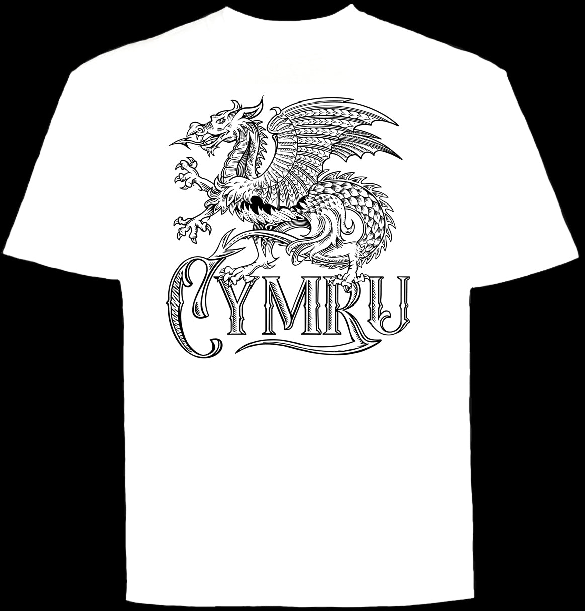 0134 - Tattoo Dragon Cymru (Black on White)