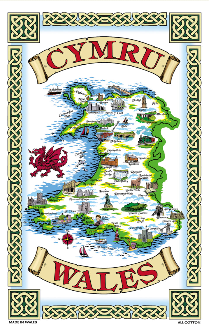 0356 - Welsh Map Tea Towel