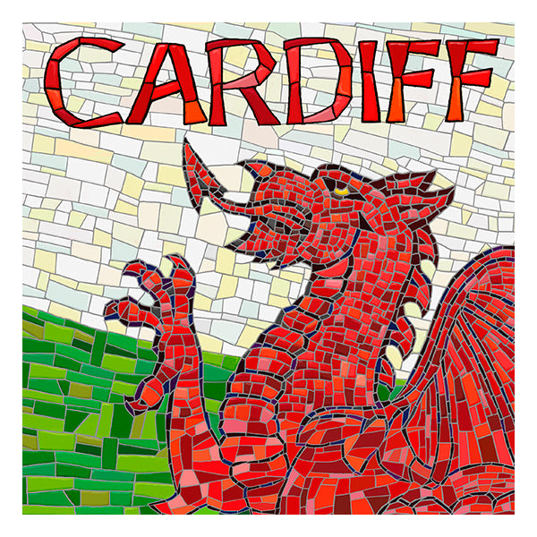 0585 - Cardiff Dragon Mosaic Square