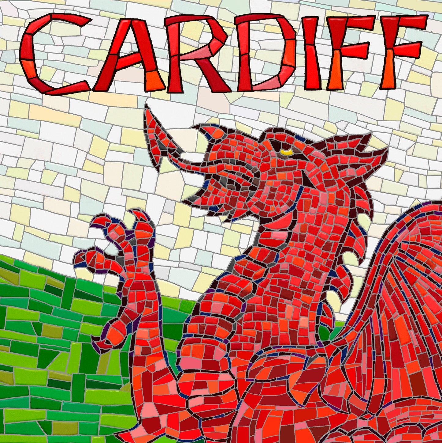 0585 - Cardiff Dragon Mosaic Square