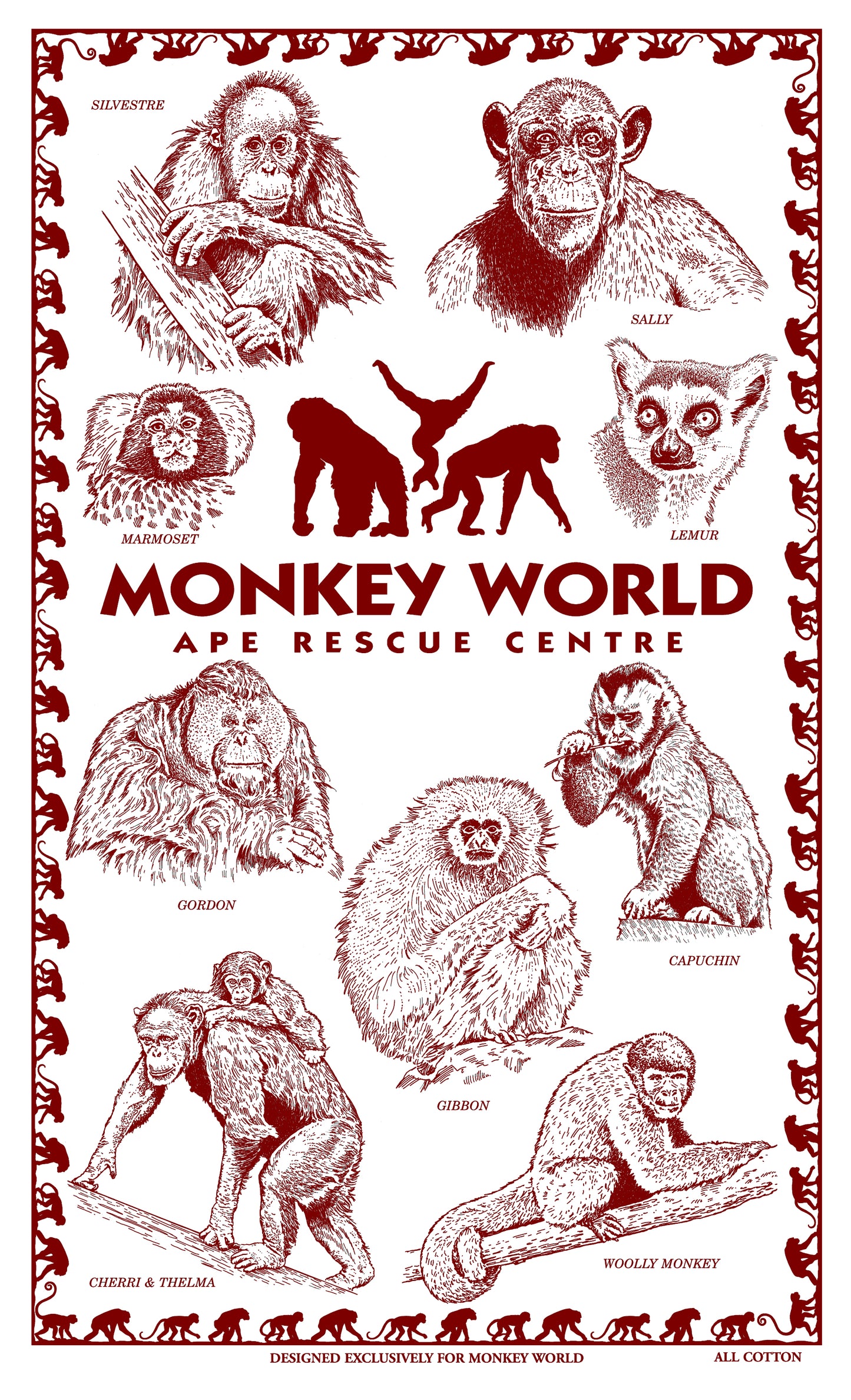 Monkeyworld Tea Towel