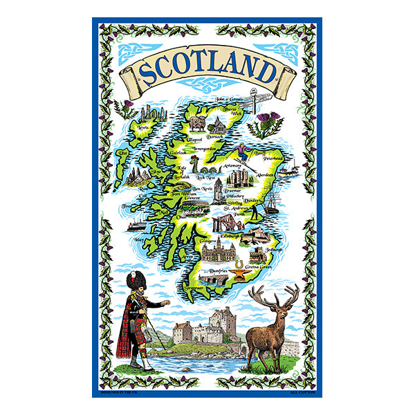 0348 - Scotland Map Tea Towel