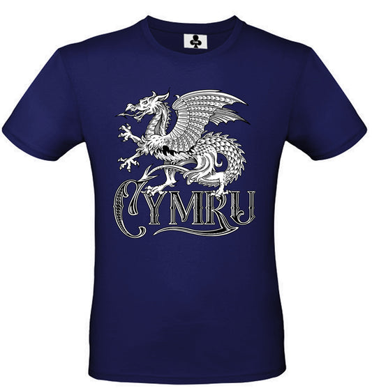0134 - Tattoo Dragon Navy Cymru (Black on White)
