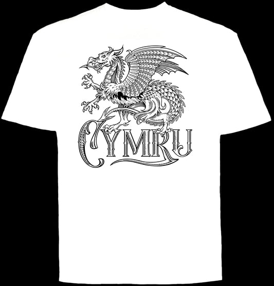 0134 - Tattoo Dragon Cymru (Black on White)