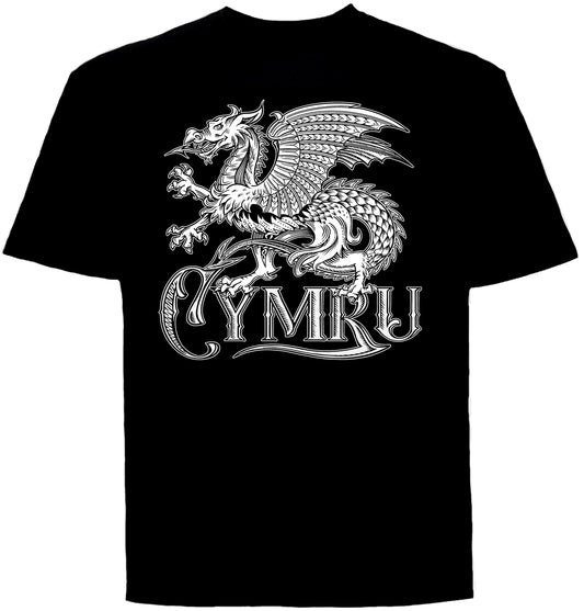 0134 - Tattoo Dragon Cymru (White on Black)
